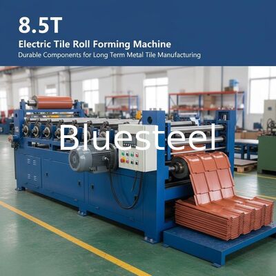 8.5T Macchina elettrica per la formazione di piastrelle a rotoli con sistema di taglio idraulico per la produzione di piastrelle in acciaio